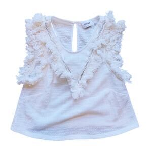 Suboo Western Boho Fringe Sleeveless Tank Top Size 0 White Coastal Cowgirl Indie